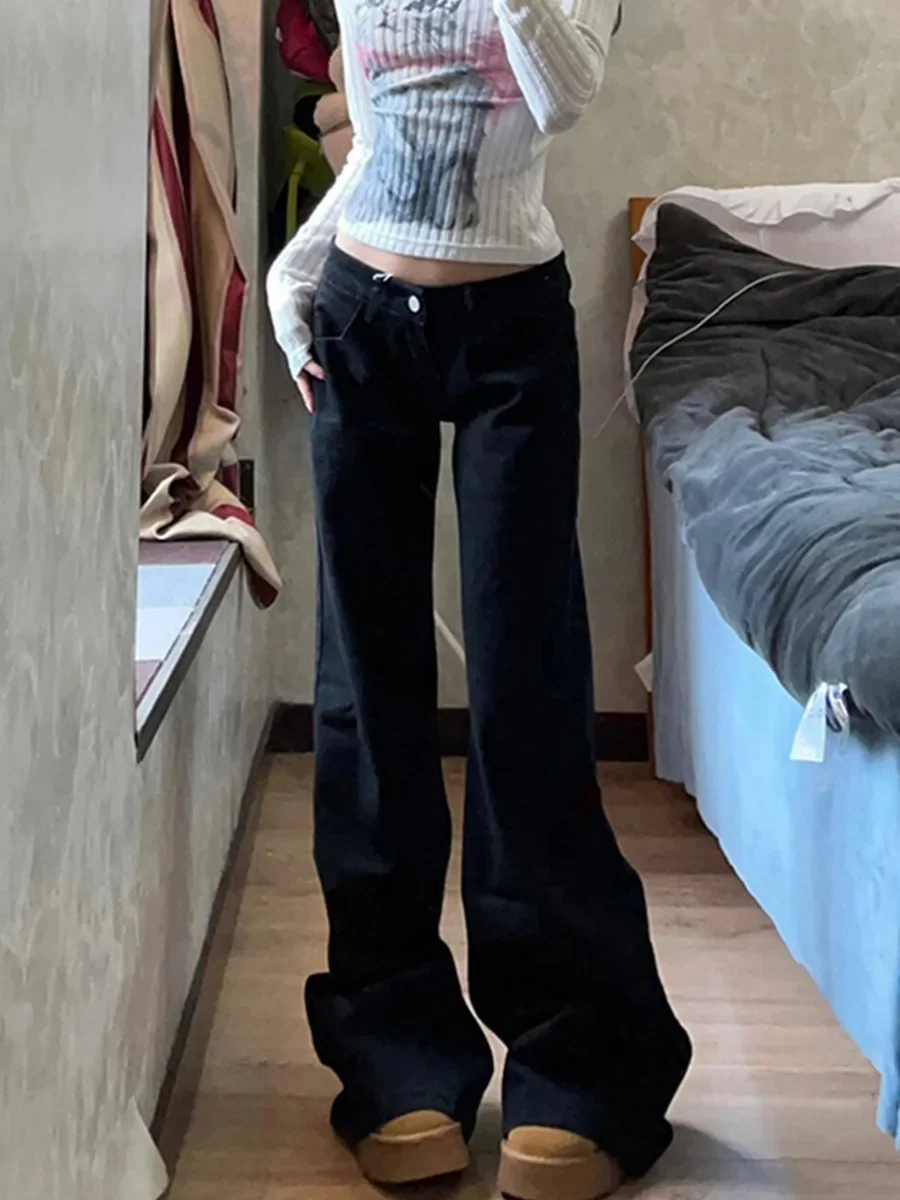 Black wide leg mopping flared pants