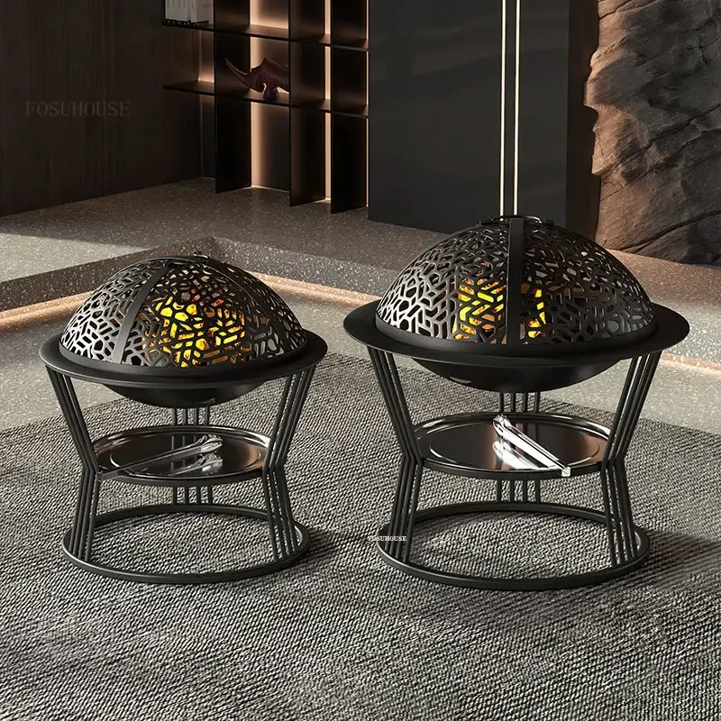 Home Fire Pits Courtyard Grill Stand Outdoor Bonfire Brazier Camping Furnace Winter Indoor Brazier Table Fire Wood Heater Q
