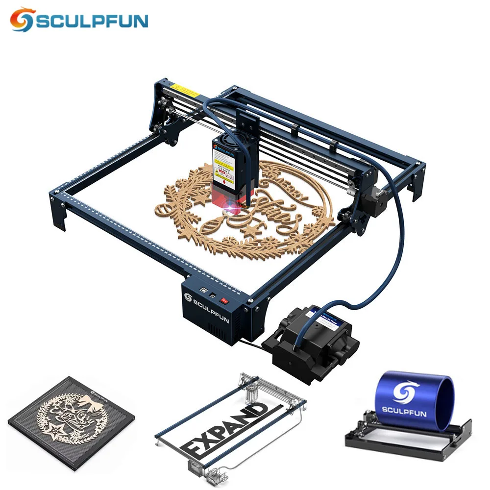 SCULPFUN S30 PRO MAX Laser Engraver Set Automatic Air-assist System 20W CNC Cutting and Engraving Machine 410*400mm Working Area