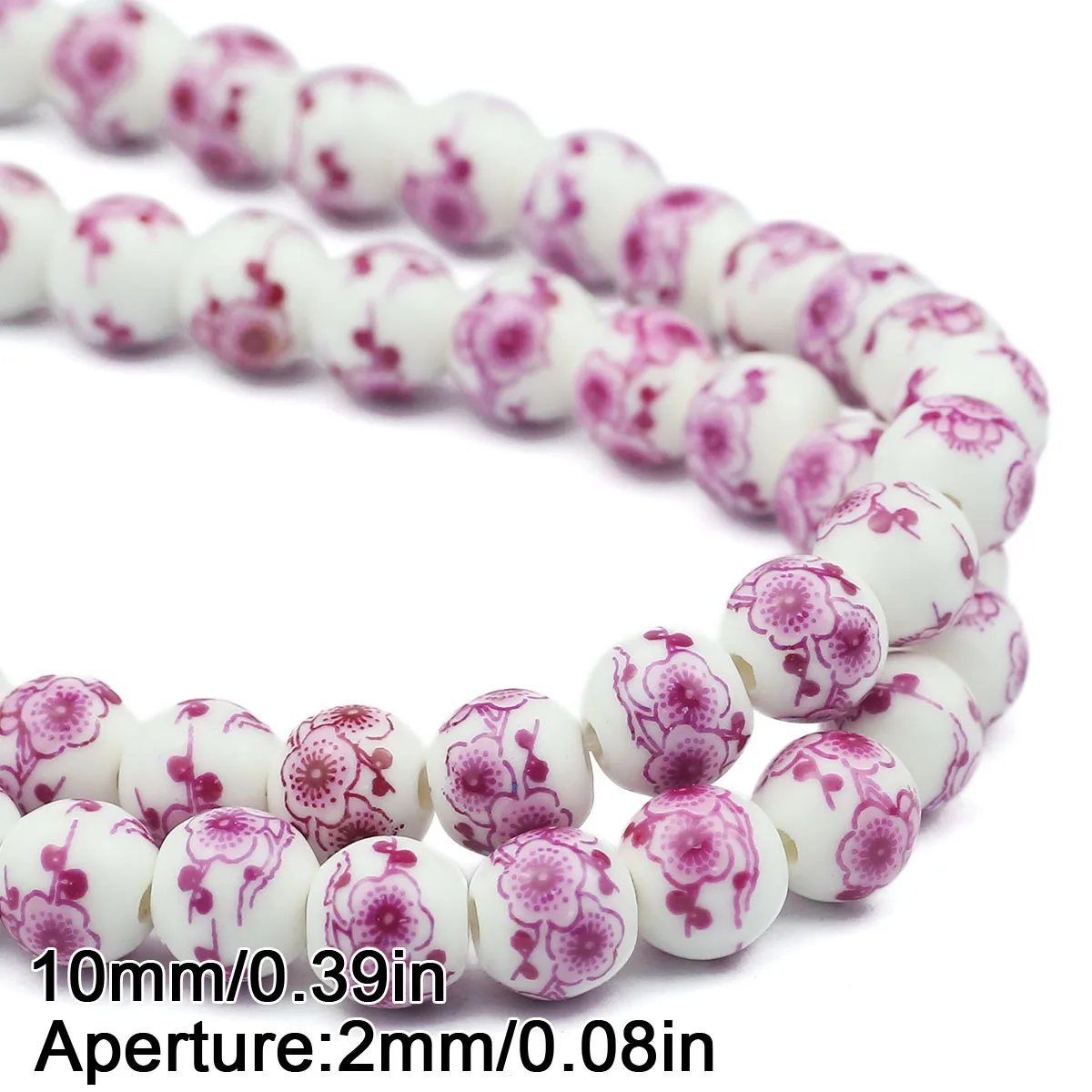 20pcs Multicolor Floral Oblate Ceramic Spacer Beads