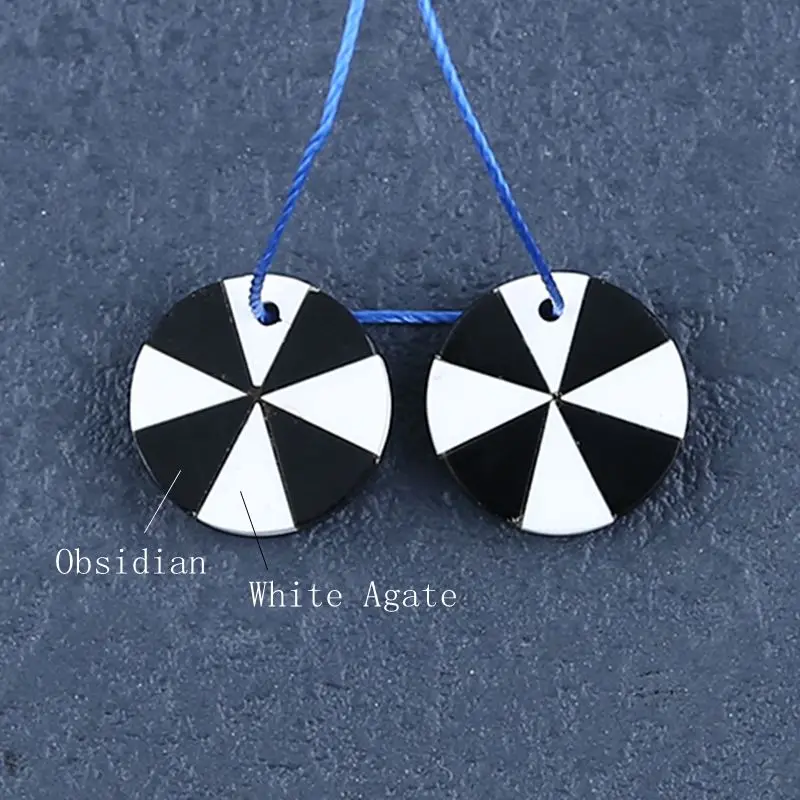 Natural Stone White Agate,Obsdian Round Shape Fashion Jewelry Women Earrings Accessories 12x3mm 1.3g