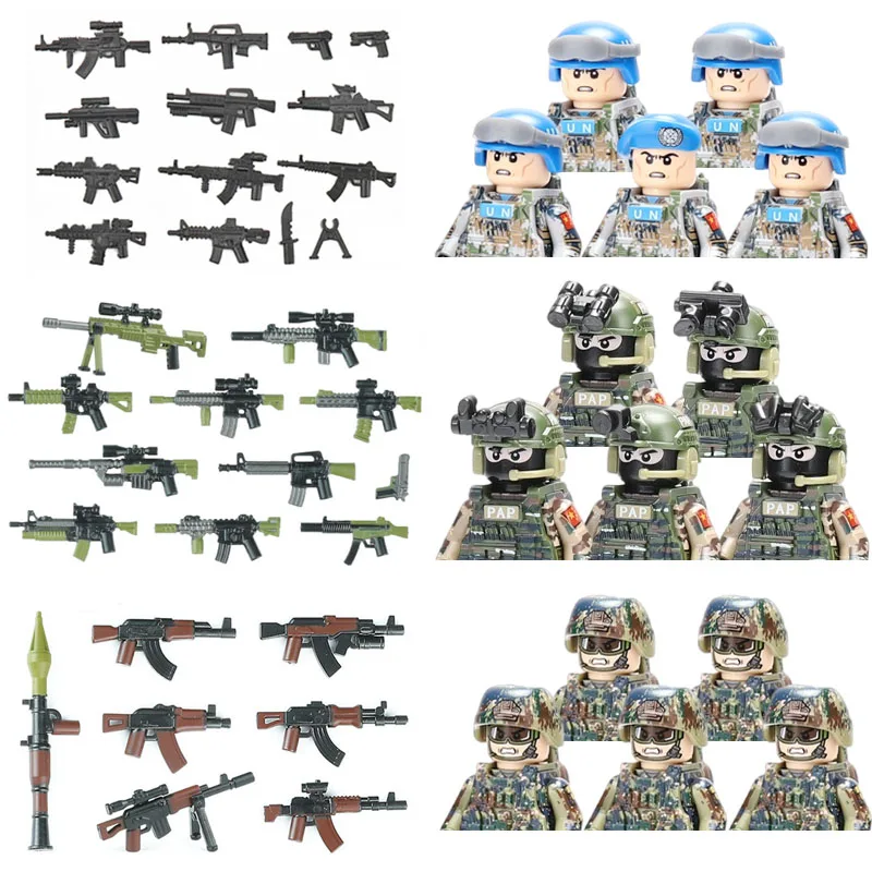 

Modern Chinese Special Forces PAP Police Building Blocks UN Peacekeeping Commando Soldier Figures Military Weapons Bricks Toys