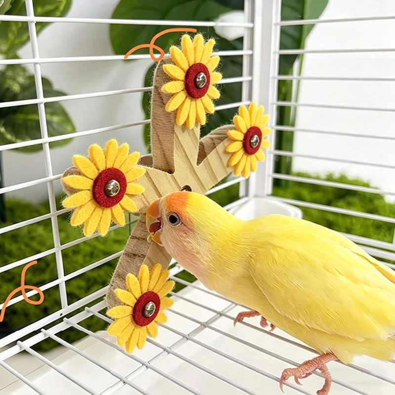 Jouet interactif pour perroquet, jouet à mâcher pour cage à oiseaux, distributeur de friandises rotatif pour la stimulation mentale et le divertissement._voghion.com