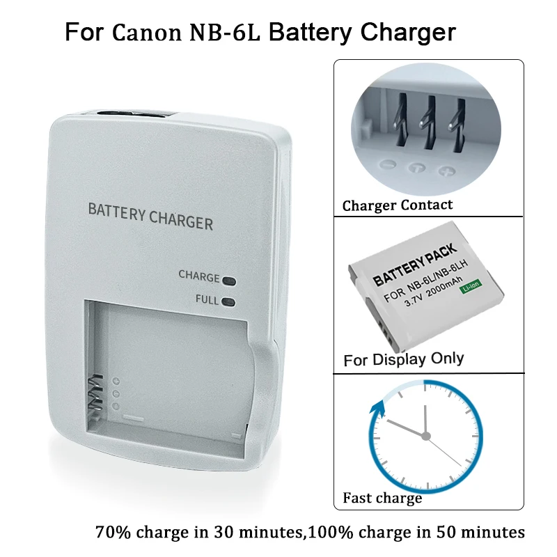 NB-6L NB6L NB-6LH CB-2LYE CB-2LY CB-2LYT Charger Camera for Canon Battery S90,S95,S120,D10,D20,D30,SD770IS,1300IS,170IS Camera