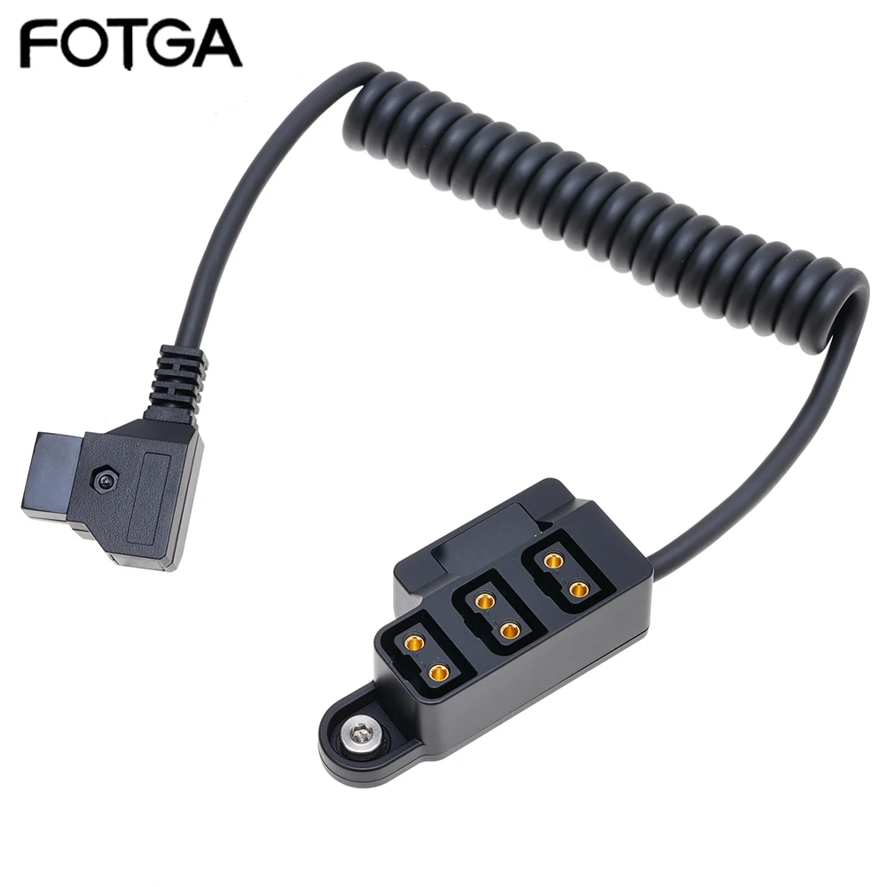 FOTGA Dummy Battery D-Tap Female Plug to 3 D-Tap Female Ports Power Supply for V-mount Batte Splitter Cable 180&deg; Rotatable