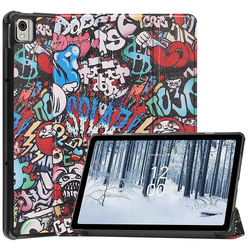 Premium PU Leather Tri-Folding Smart Case for Nokia T21 10.4 Tablet