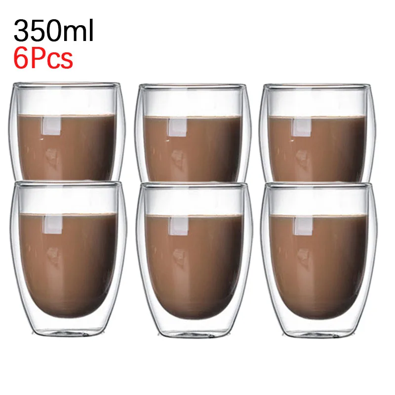 6pcs 350ml Tasse d'eau en verre clair