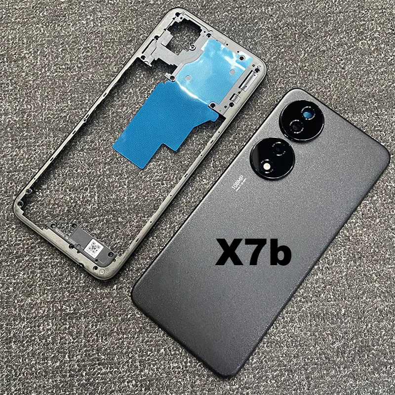 

Полноразмерный корпус для Huawei Honor X7b, задняя крышка аккумулятора, стеклянная задняя дверь, средняя рамка, передняя рамка, держатель ЖК-дисплея, Металлическое шасси