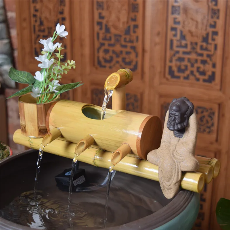 

Bamboo Aquarium Water Recycling Feng Shui Ornament Water Fountain Living Room Waterscape Home Office Decor Crafts Wedding Gifts