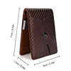 RFID Protection Carbon Fiber Men's Leather Money Clip Wallet With A Metal Clamp Credit Card Slots ID Cash Holder Small Purse 3