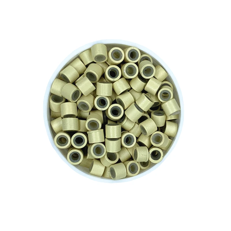 500개 4mm 실리콘 라이닝 마이크로 헤어 비즈 알루미늄 헤어 익스텐션 비즈 헤어 스타일링 액세서리 도구