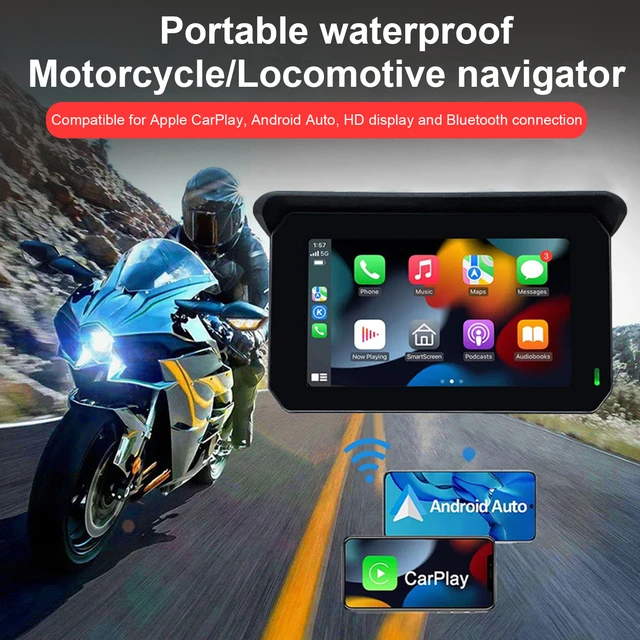 Navegador GPS portátil para motocicleta, pantalla Carplay impermeable,  Android inalámbrico, 5 pulgadas - AliExpress