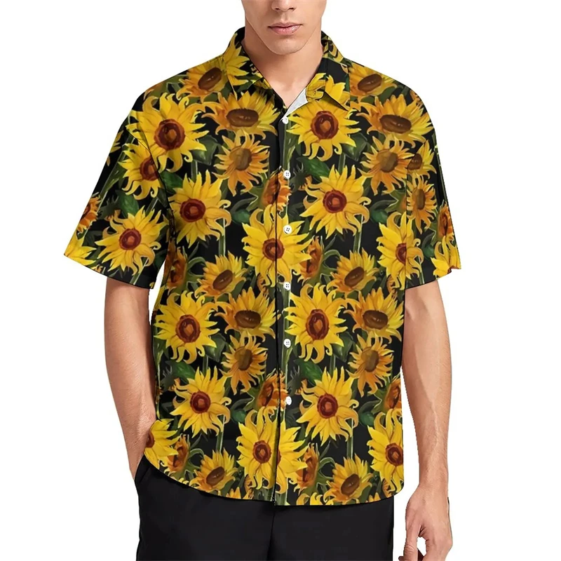 

Sunflower 3D Print Hawaiian Beach Shirts Men Women Casual Fashion Floral Streetwear Short Sleeve Shirt Tops Blouse Man Clothing