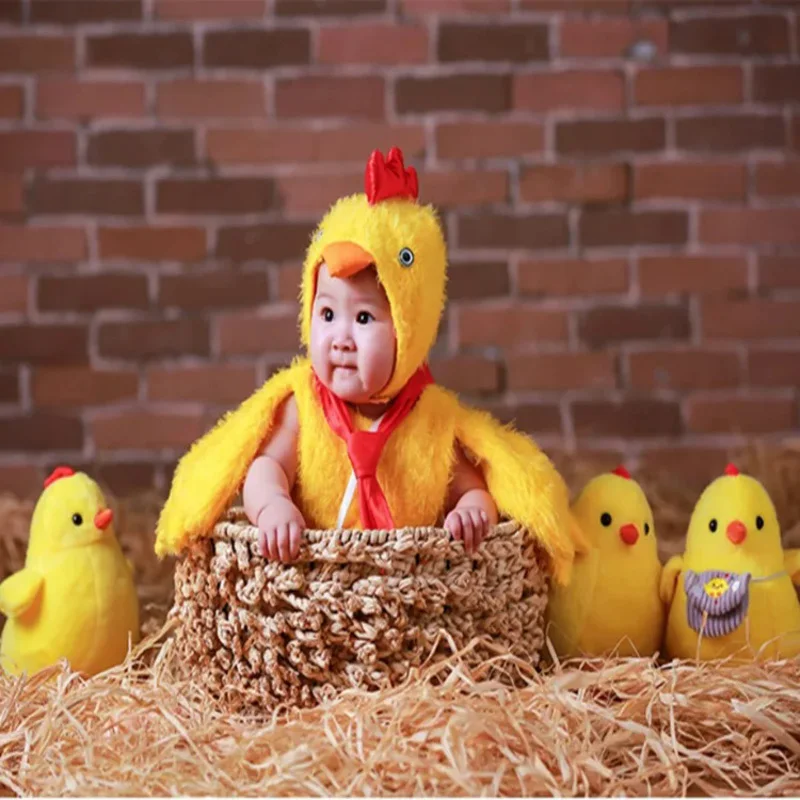 

Halloween Newborn Baby Photography Props Unisex Animals Chicken Bodysuit Hat Cosplay Costume Outfit Studio Shoot Photo Playsuit