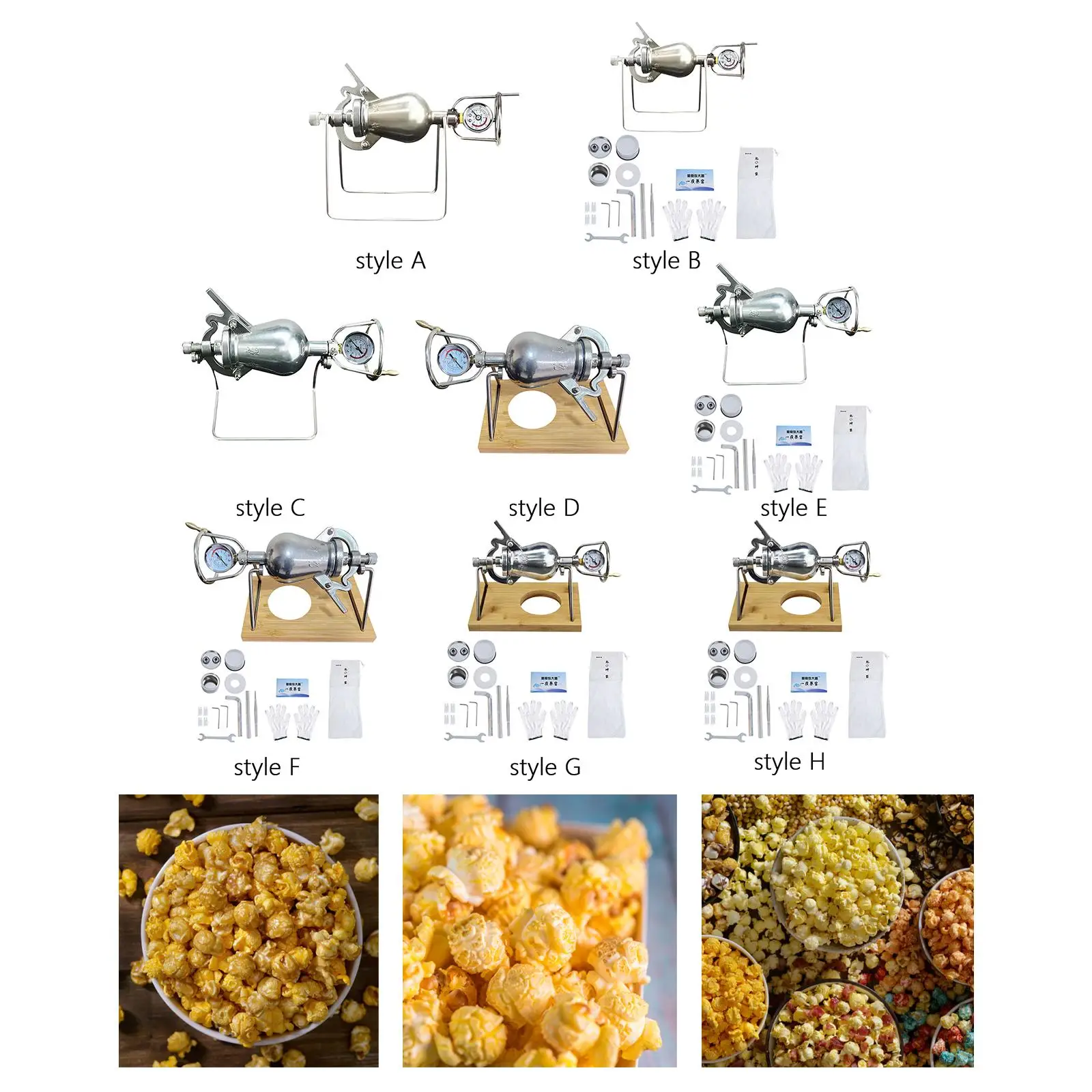 Hand Cranked Popcorn Machine Gourd Type Kitchen Gadgets Stainless Steel Popcorn
