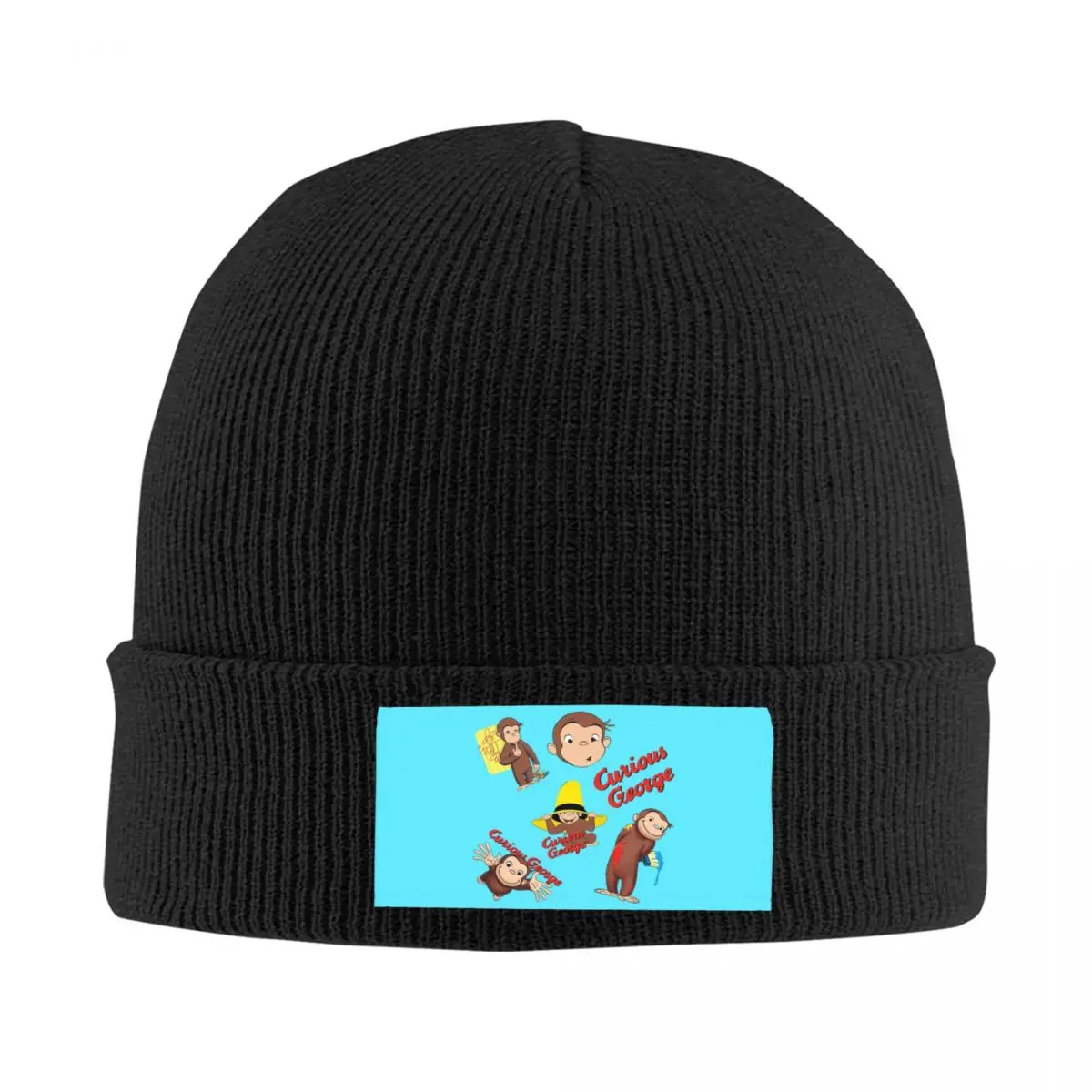 

Funny Anime Skullies Beanies Caps Unisex Winter Warm Knitted Hat Street Adult Curious George Monkey Bonnet Hats Outdoor Ski Cap