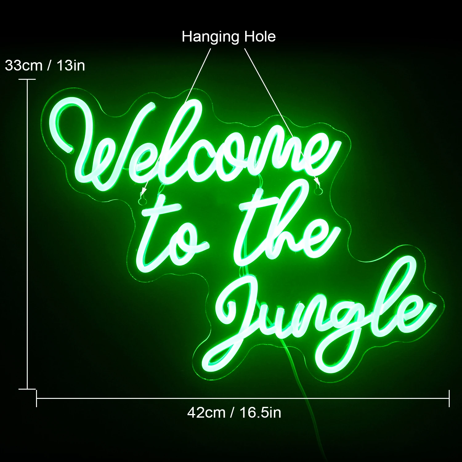 Letrero de neón verde Bienvenido a la jungla para decoración de pared, luz LED para hogar, Club, fiesta, boda, habitación interior de niños, alimentación por USB