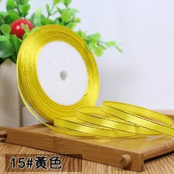 Gold Edged Single Face Satin Ribbon - 22m Roll, 6mm Width for Elegant Wedding and Gift Decoration (Yellow)