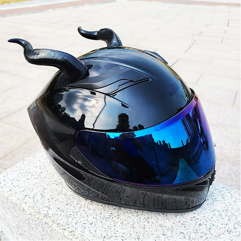 Personalità creativa moto casco elettrico decorazione corna del