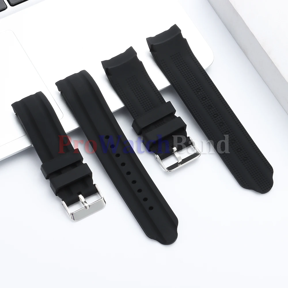 Durable Curved End Silicone Watch Strap - Waterproof & Soft Bracelet