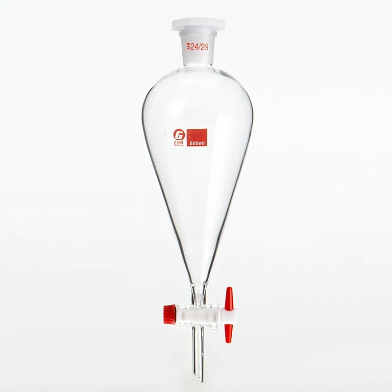 1pcs 30ml to 1000ml pear-shaped Clear And Thick Separating Funnel with PTFE Piston For Lab experiment