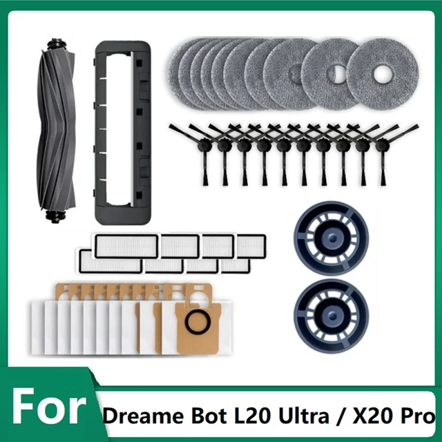 42PCS For Dreame Bot L20 Ultra / X20 Pro Robot Vacuum Replacement Parts Kit  Main Side Brush Hepa Filter Mop Dust Bag - AliExpress