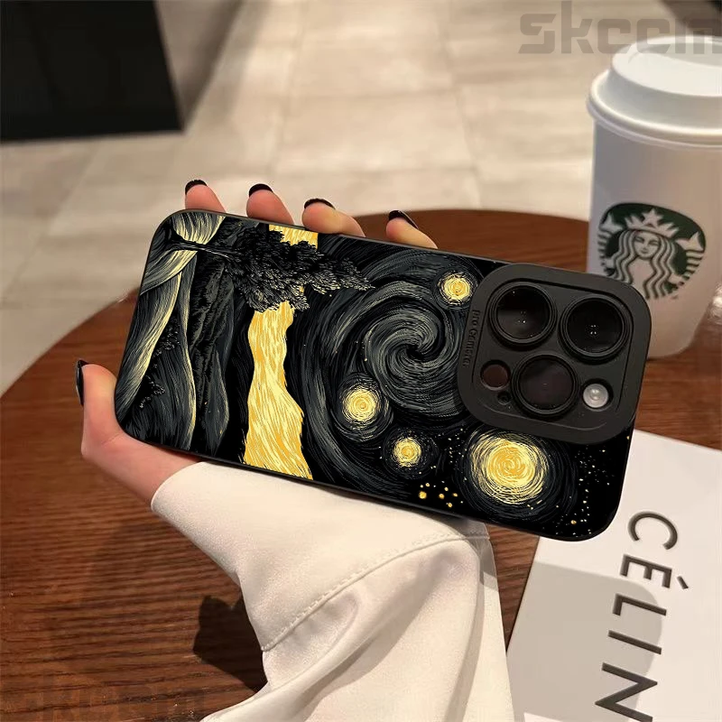 Van Gogh's Starry Night Cat Print Phone Case