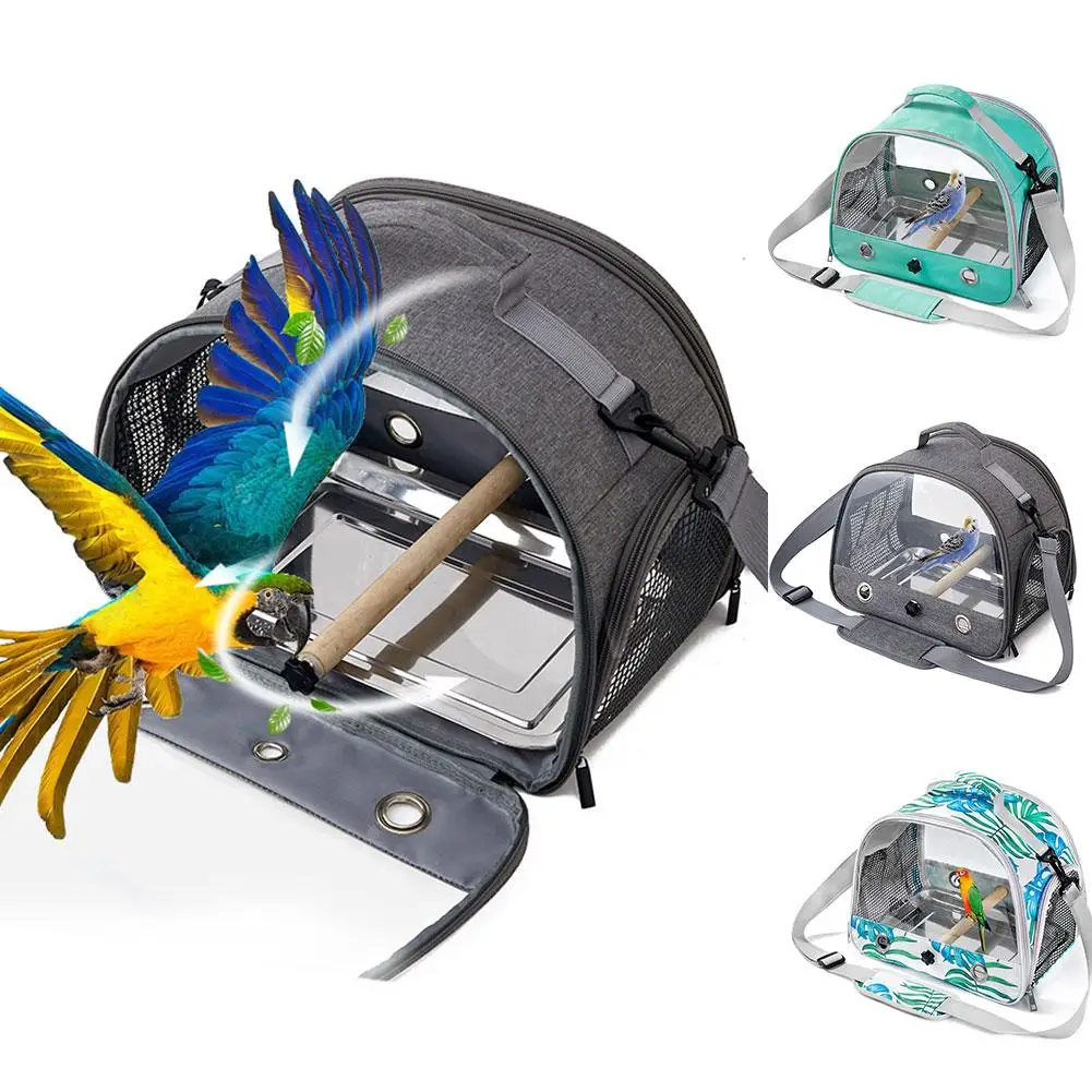 Portable Parrot Carrier Bag Bird Backpack with Perch for Birds Cage Side Window Foldable Samll Pet Travel Cage Bird Supplie Y9D5