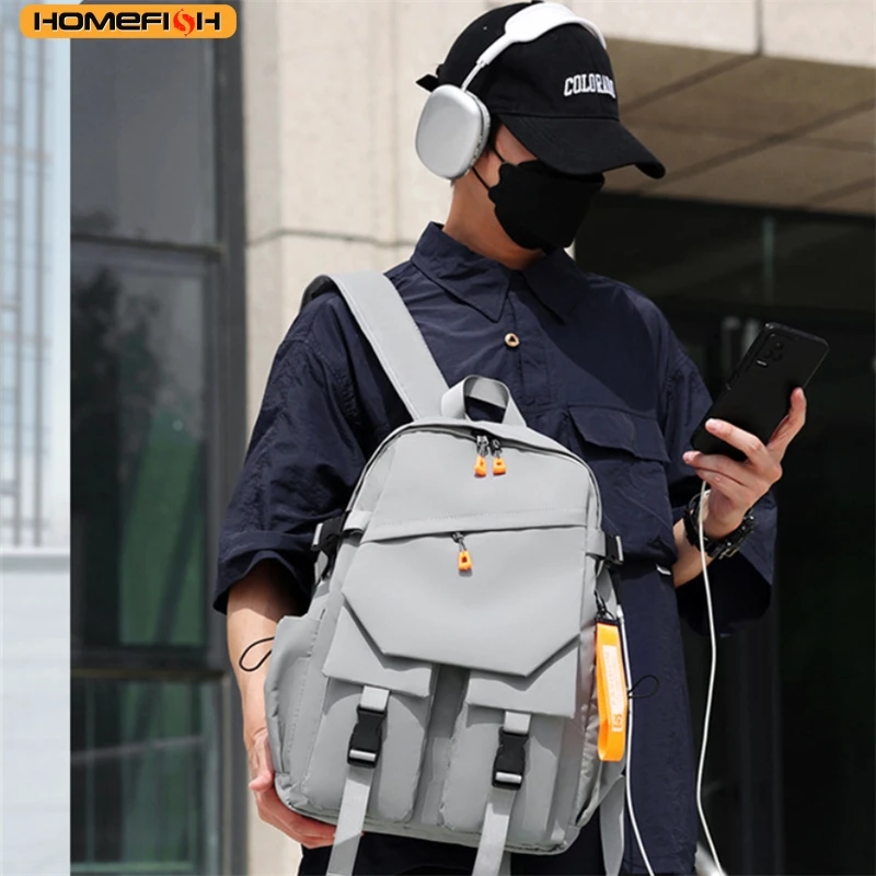 HOMEFISH Luxury Men's Backpack Large Capacity Waterproof Travel Fashion School Bag for Men