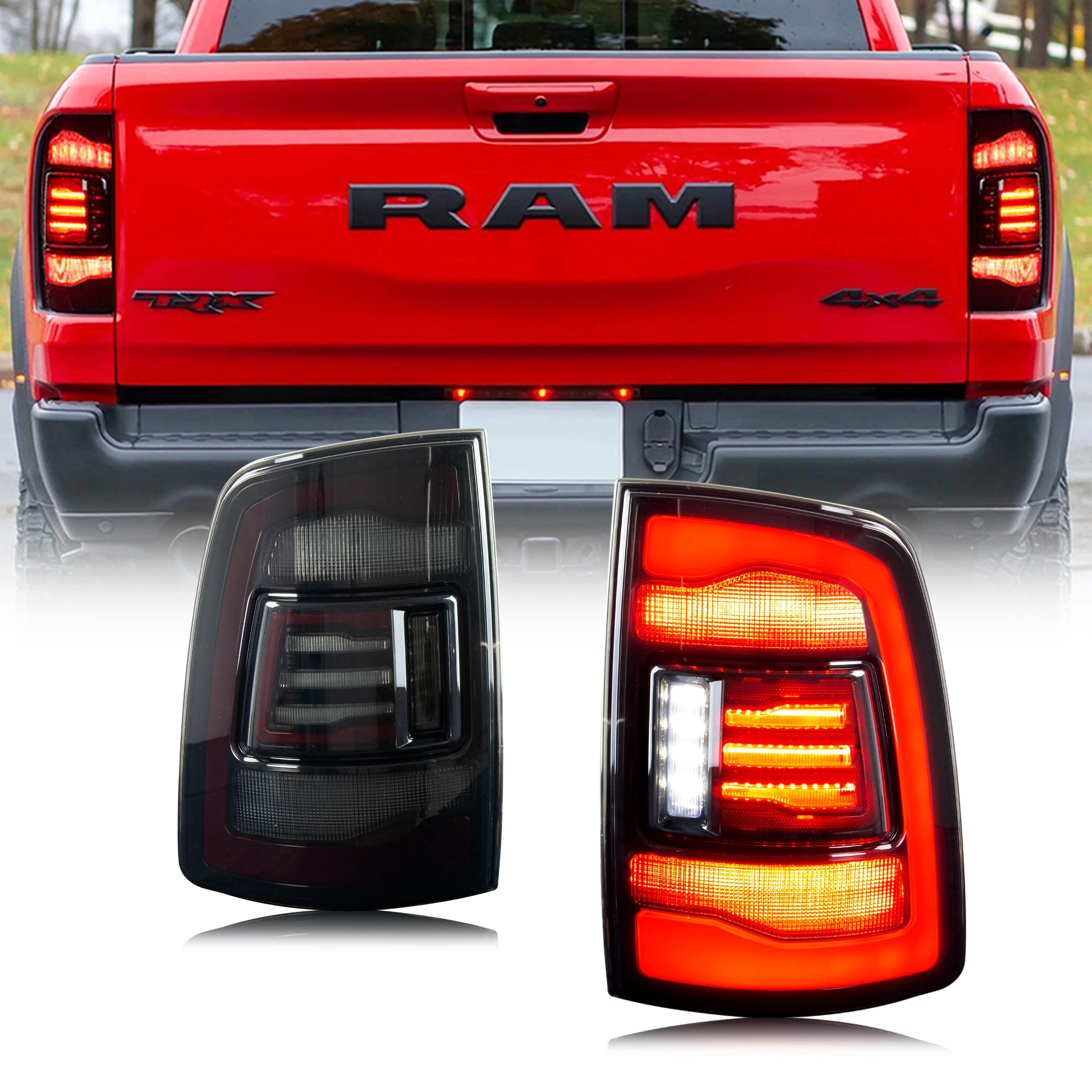

LED Tail Lights For Dodge Ram 2009-2018 With Start-up Animation Sequential Signal Taillights Accessary