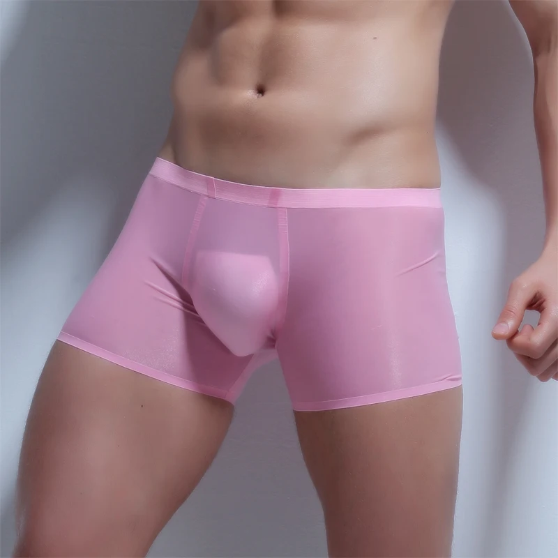 

Ice Silk U Pouch Sheer Boxer Underwear Penis Bag Sexy Erotic Gay Men Shorts Soft Underpant Lover Sex Night Male Sissy Porn Thong
