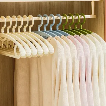 성인 와이드 숄더 두꺼운 미끄럼 방지 의류 행어, 가정용 의류 랙, 의류 건조 랙, 플라스틱 의류 행어, 5 개 상품 이미지
