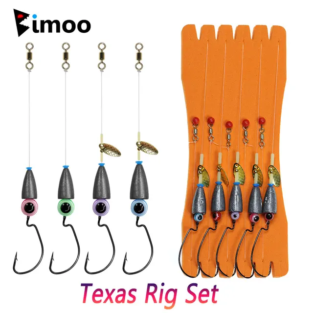 Bimoo 5pcs Texas Rig Set Carolina Rig Kit Crank Hook Fishing