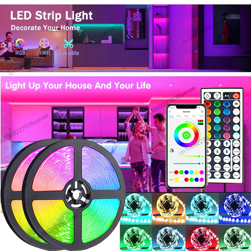 

Led Lights Room Decor LED Strip Lights 5050RGB Bluetooth Music Sync Neon Lights Navidad Led Strip Christmas Decoration Luces Led