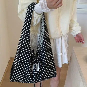 Borsa a Tracolla Retrò a Pois, Stampa Leopardata, Stile Casual, Borsa Tote Reversibile, Grande Capacità, Design Semplice, Borsa per il Pendolarismo