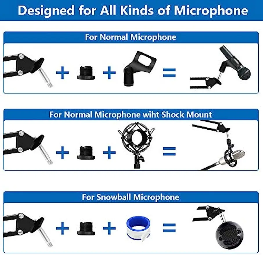 Adjustable Microphone Desk Stand for HyperX Mic Boom Arm Stand for Broadcasting Recording Voice-Over Sound Studio Stages