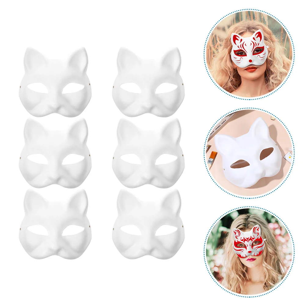 

Masks Mask Masquerade Cat Blank White Diy Paper Animal Plain Half Craft Kids Handmade Cosplay Painted Hand Halloween Women Face