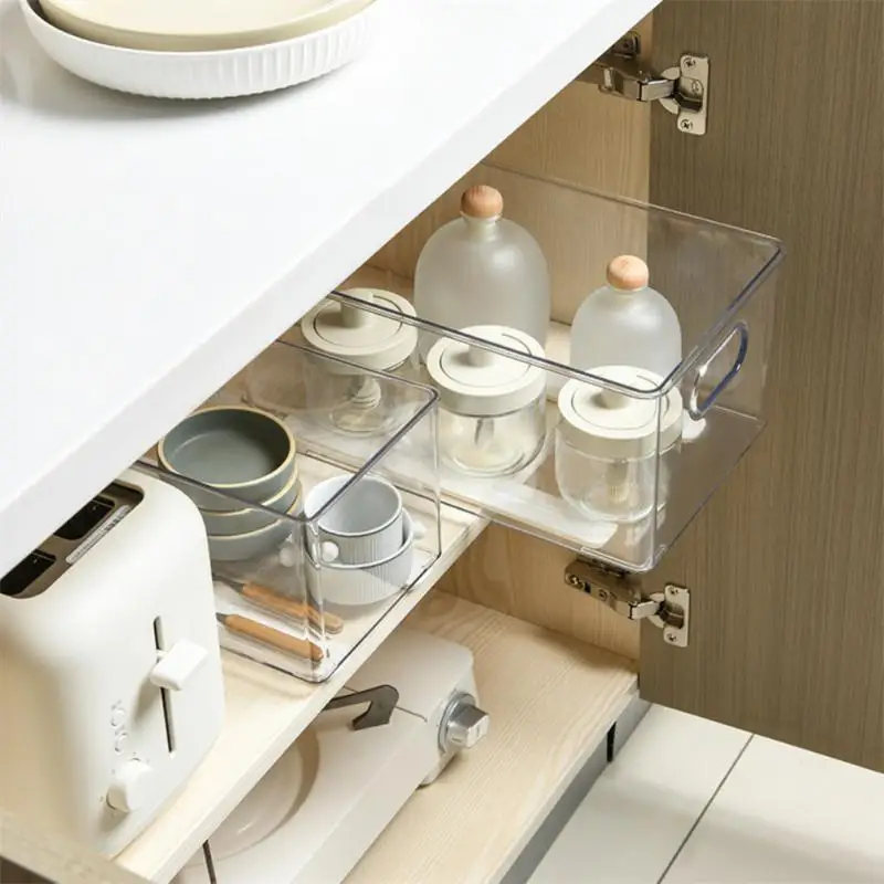 Pullout Organizers For Kitchen Bedroom Kitchen Tools Drawer Basket Pull Rail Storage Rack Track Retractable Durable White Slides 4