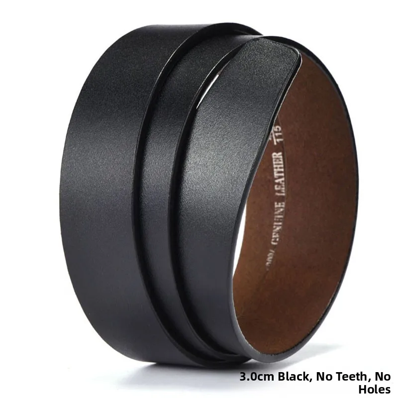 3.0cm toothless hole-free black full grain leather sheet