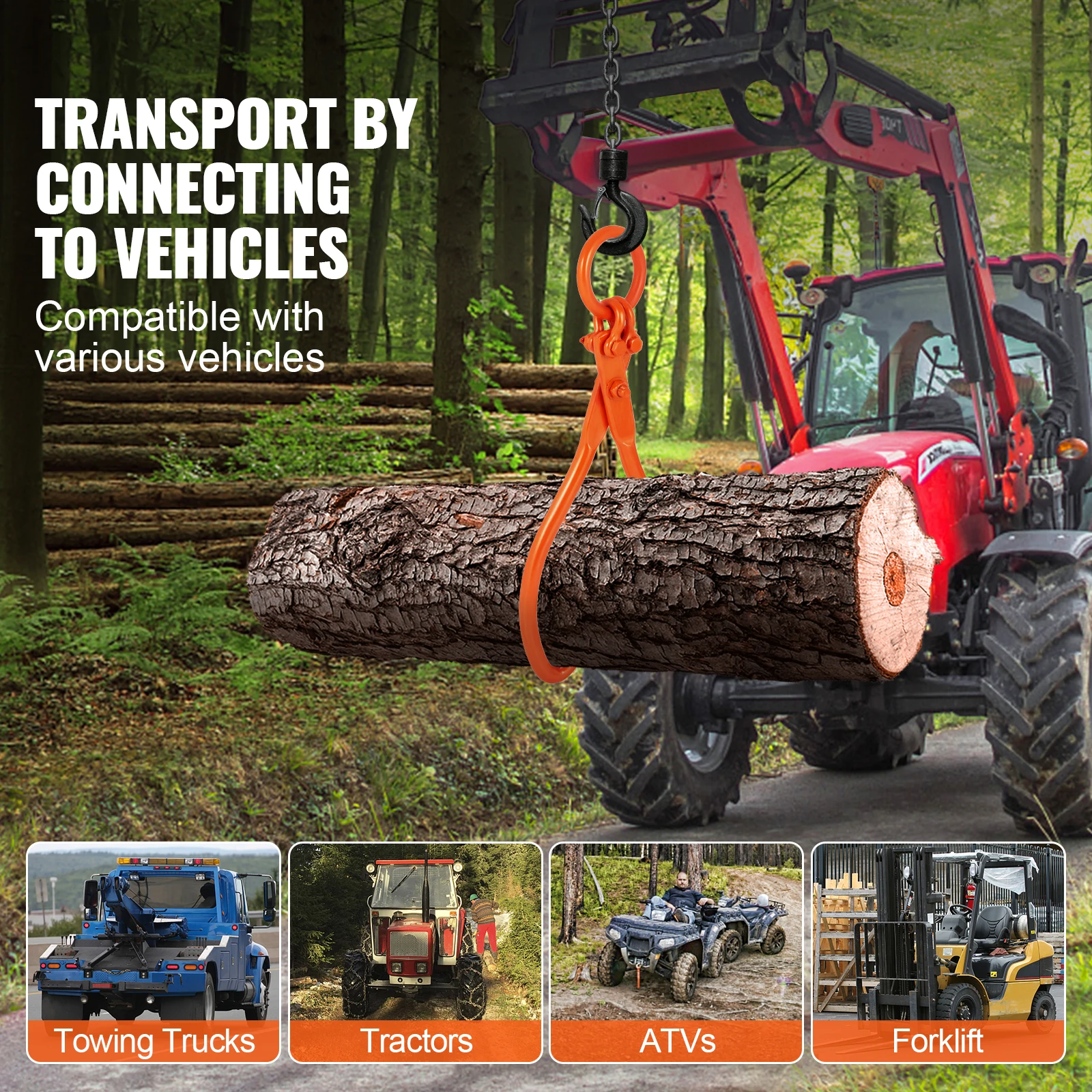 Lifting Tool VEVOR Log Skidding Tongs Log Lifting Tongs Heavy Duty Steel Lumber Skidding Loading Capacity Lifting Handling Tool