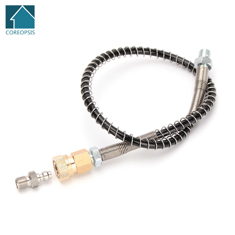 

50cm High-Pressure Nylon Hose with M10x1 Thread Quick Connect Couplings 40Mpa PCP Pneumatics Air Refilling with Spring Wrapped