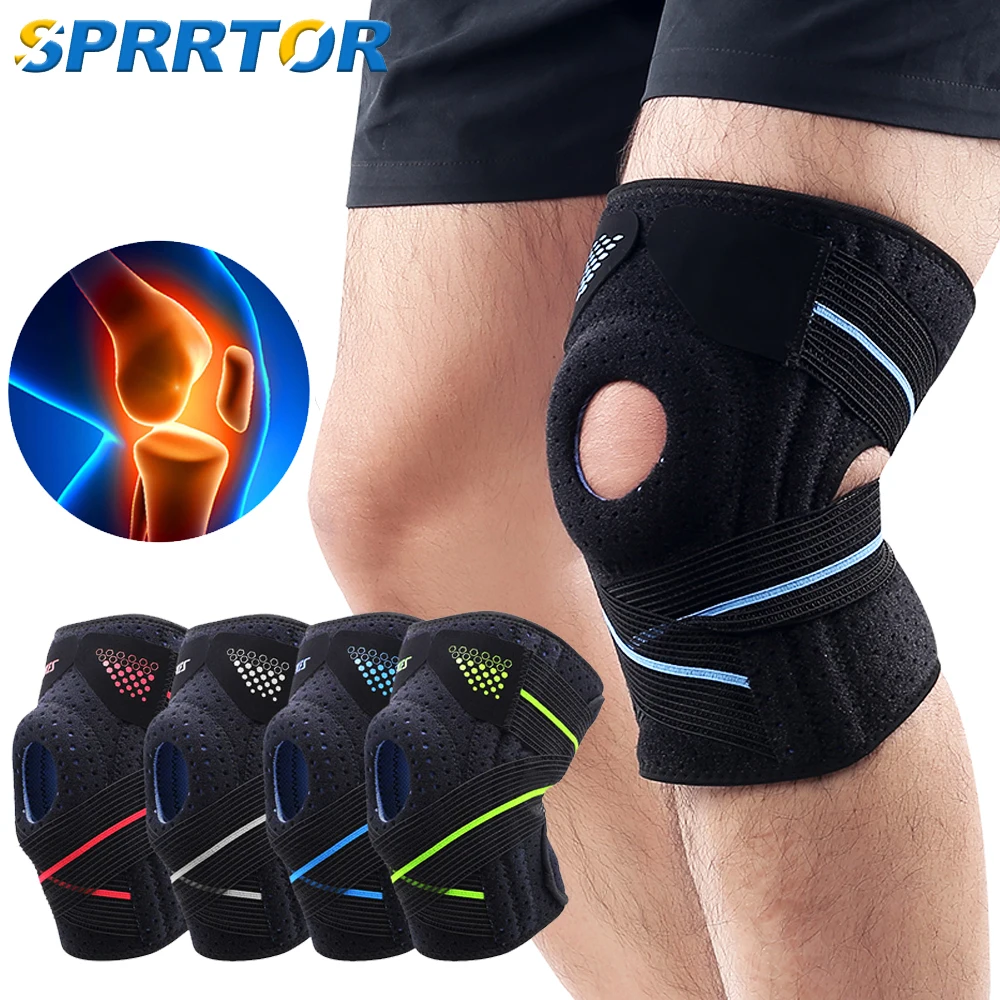 Esporte joelheiras ciclismo joelho cinta compressão orthosis molas suporte protetor de joelho ginásio artrite trabalho joelho guarda