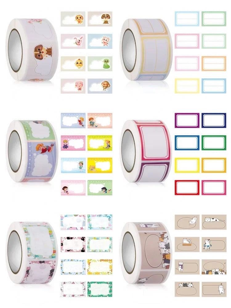 DIY handwritten self-adhesive name stickers cute cartoon kindergarten pupils book blank envelope Seal labels sticker 350pcs/roll