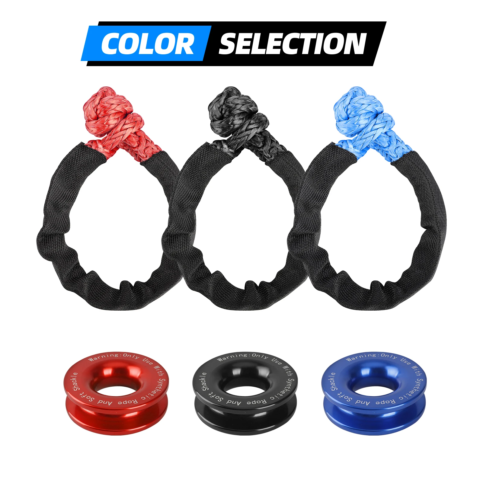 41000lbs Soft Shackle Synthetic Rope Heavy Duty Offroad 4X4 Tow Shackle Strap Protective Sleeve Jeep Truck SUV soft shackle