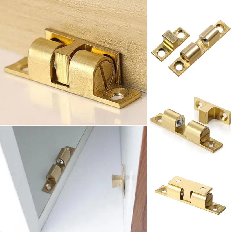 Pure Brass Bumper Bead Card Type Door Bumper Door Catch Buckle Spring Lock Brass 40mm Cabinet Magnetic Clip