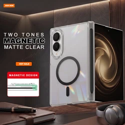 Clear Matte Classic Magnetic Phone Case - Cute Luxury Shockproof Cover - Galaxy Z Flip5 (Black BB)