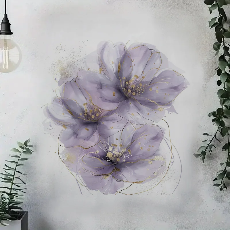 Abstract Purple Flowers Wall Stickers, Toilet Seat Stickers, Bedroom Entrance Living Room Porch Home Decoration Wall Stickers