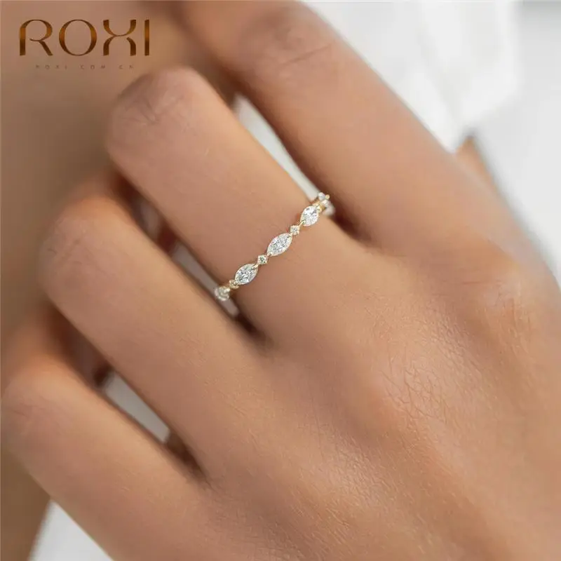 Silver Rings Silver Ring Wedding Rings Gold Rings Golden Ring ROXI Geometry Horse Eye Crystals Gold Rings for Women Fish Design Rings Jewelry 925 Sterling Silver Finger Ring Ins Wedding Ring