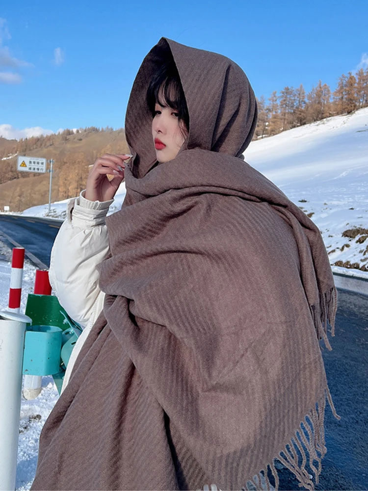 Hiver tricoté cachemire Vintage écharpe dames femmes Hijab écharpe
