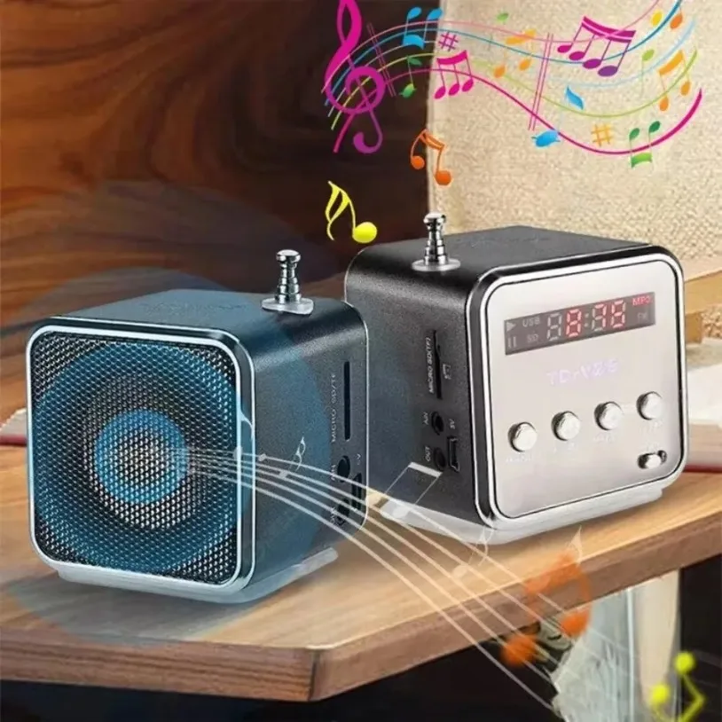 ‌Mini Bluetooth Speaker Portable Radio FM MP3 Player IPX5 Waterproof Wireless Sound Box Outdoor Party Use with LED Lights‌